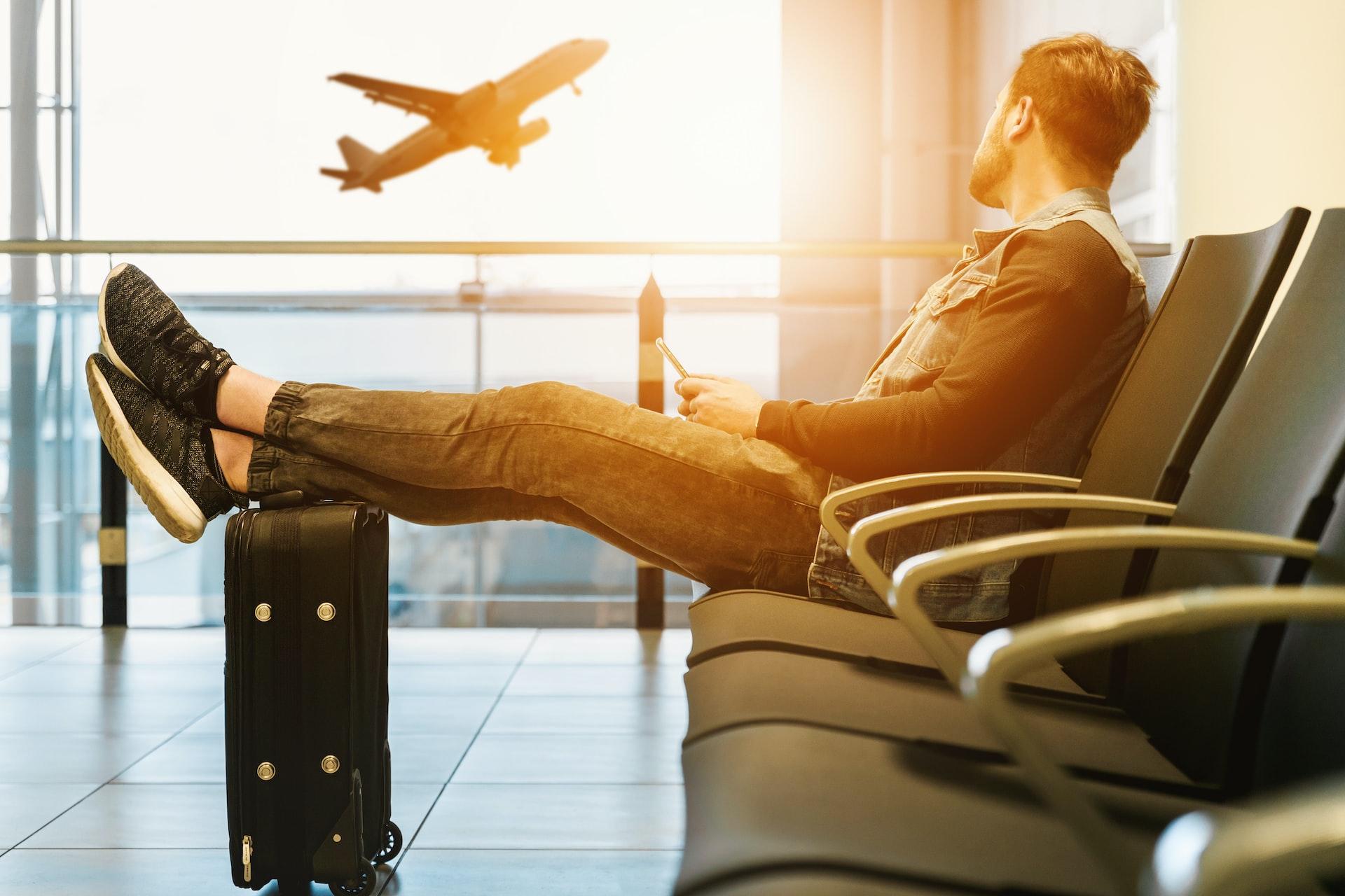 Traveller at the airport gate